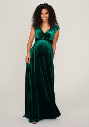  Dress - Morilee Maternity Bridesmaids Collection: 14102 - Velvet V-Neck Maternity Bridesmaid Dress | MoriLee Evening Gown