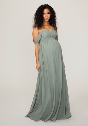 Special Occasion Dress - Morilee Maternity Bridesmaids Collection: 14103 - Chiffon Maternity Bridesmaid Dress with Draped Bodice | MoriLee Prom Gown