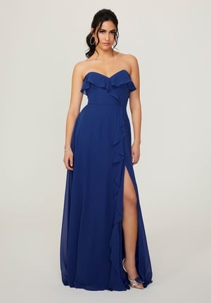 Special Occasion Dress - Morilee Bridesmaids Collection: 21782 - Ruffled Chiffon Strapless Bridesmaid Dress | MoriLee Prom Gown