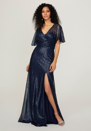 MOB Dress - Morilee Bridesmaids Collection: 21785 - Flutter Sleeve Caviar Mesh Bridesmaid Dress | MoriLee Mother of the Bride Gown