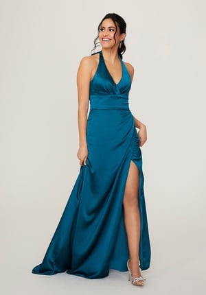 Special Occasion Dress - Morilee Bridesmaids Collection: 21797 - Halter Neck Silky Satin Bridesmaid Dress | MoriLee Prom Gown