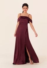 Prom Dress: Morilee Bridesmaids Collection: 21827 - Luxe Satin Bridesmaid Dress with Cuffed Neckline 