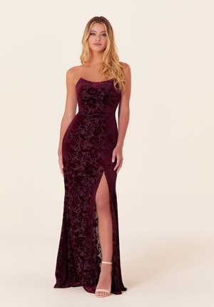  Dress - Morilee Bridesmaids Collection: 21828 - Strapless Floral Velvet Bridesmaid Dress | MoriLee Evening Gown