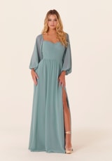 Prom Dress: Morilee Bridesmaids Collection: 21830 - Chiffon Bridesmaid Dress with Bishop Sleeves 