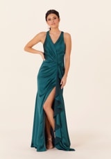 Prom Dress: Morilee Bridesmaids Collection: 21831 - Luxe Satin Bridesmaid Dress with Ruffle Detail 