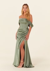 Prom Dress: Morilee Bridesmaids Collection: 21832 - Draped Luxe Satin Bridesmaid Dress 