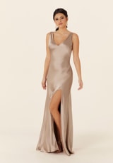 Prom Dress: Morilee Bridesmaids Collection: 21835 - Luxe Satin Bridesmaid Dress with Tied Back 