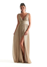Prom Dress: Morilee Bridesmaids Collection: 21841 - Pleated Shimmer Bridesmaid Dress with Ruching 