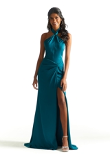 Prom Dress: Morilee Bridesmaids Collection: 21842 - Luxe Satin Twisted Halter Bridesmaid Dress 