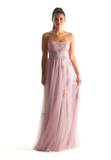 Prom Dress: Morilee Bridesmaids Collection: 21843 - Draped English Net Bridesmaid Dress with Appliqués 