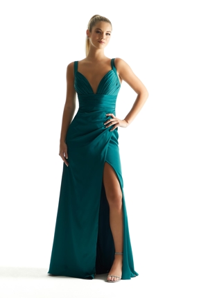 Special Occasion Dress - Morilee Bridesmaids Collection: 21846 - Wrap Skirt Luxe Satin Bridesmaid Dress | MoriLee Prom Gown
