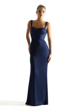 Prom Dress: Morilee Bridesmaids Collection: 21850 - Luxe Satin Sheath Bridesmaid Dress with Chiffon Sash 