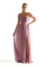 Prom Dress: Morilee Bridesmaids Collection: 21852 - Pleated Shimmer Bridesmaid Dress with Tie Straps 
