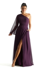 Prom Dress: Morilee Bridesmaids Collection: 21854 - One Shoulder Long Sleeve Bridesmaid Dress 