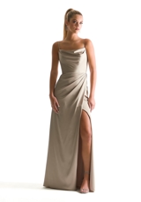 Prom Dress: Morilee Bridesmaids Collection: 21856 - Cowl Neck Luxe Satin Bridesmaid Dress 