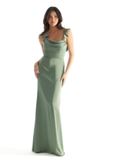Prom Dress: Morilee Bridesmaids Collection: 31228 - Luxe Satin Bridesmaid Dress with Ruffled Straps 