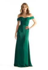 Prom Dress: Morilee Bridesmaids Collection: 31231 - Pleated Off The Shoulder Luxe Satin Bridesmaid Dress 