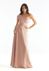 Prom Dress: Morilee Bridesmaids Collection: 31237 - Cuffed One Shoulder Satin Bridesmaid Dress 