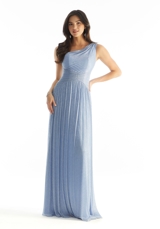 Prom Dress: Morilee Bridesmaids Collection: 31240 - One Shoulder Pleated Shimmer Bridesmaid Dress with Asymmetric Waist 