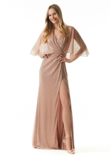 Prom Dress: Mori Lee Collection: 73004 - Draped Metallic Knit A-line Evening Gown 