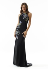Prom Dress: Mori Lee Collection: 73006 - Beaded Contrasting Floral Embroidered Evening Gown 