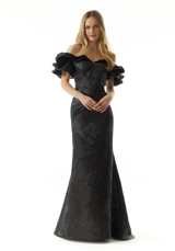 Prom Dress: Mori Lee Collection: 73013 - Off The Shoulder Textured Jacquard Evening Gown 