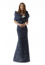 Prom Dress: Mori Lee Collection: 73017 - Fit and Flare Evening Gown with Detachable Wrap 