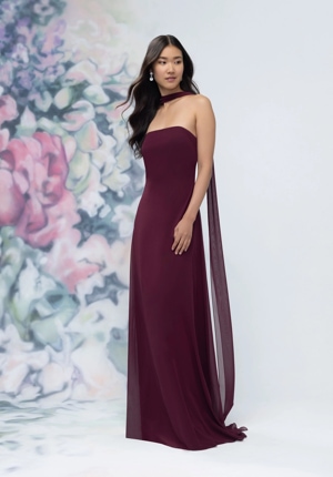 Special Occasion Dress - Morilee Bridesmaids Collection: 3030002 - Strapless Column Chiffon Bridesmaid Dress with Neck Scarf | MoriLee Prom Gown