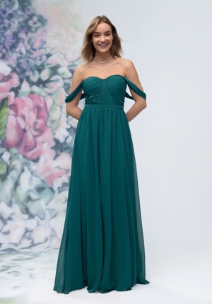 Special Occasion Dress - Morilee Bridesmaids Collection: 3030003 - Ruched Sweetheart Chiffon Bridesmaid Dress with Off The Shoulder Sleeves | MoriLee Prom Gown