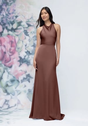 Special Occasion Dress - Morilee Bridesmaids Collection: 3030008 - Halter Neck Open Tie Back Luxe Satin Bridesmaid Dress | MoriLee Prom Gown