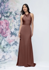Prom Dress: Morilee Bridesmaids Collection: 3030008 - Halter Neck Open Tie Back Luxe Satin Bridesmaid Dress 