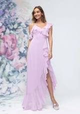 Prom Dress: Morilee Bridesmaids Collection: 3030010 - Asymmetrical Cascading Ruffle Chiffon Bridesmaid Dress 