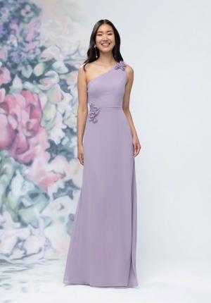 Special Occasion Dress - Morilee Bridesmaids Collection: 3030012 - One Shoulder Chiffon Bridesmaid Dress with 3D Floral Details | MoriLee Prom Gown