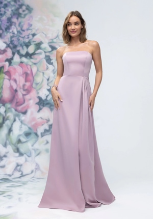 Special Occasion Dress - Morilee Bridesmaids Collection: 3030014 - Strapless Straight Neck Satin Bridesmaid Dress with Detachable Watteau Back | MoriLee Prom Gown
