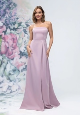 Prom Dress: Morilee Bridesmaids Collection: 3030014 - Strapless Straight Neck Satin Bridesmaid Dress with Detachable Watteau Back 