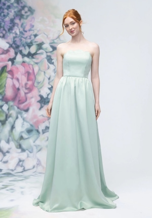 Special Occasion Dress - Morilee Bridesmaids Collection: 3030019 - Scallop Edged Strapless Satin A-Line Bridesmaid Dress | MoriLee Prom Gown