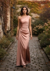 Bridesmaids Dress: Morilee Bridesmaids Collection: 3030031 - Draped One Shoulder Luxe Satin Fit and Flare Bridesmaid Dress