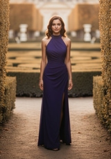 Bridesmaids Dress: Morilee Bridesmaids Collection: 3030034 - Halter Neck and Open Back Chiffon Sheath Bridesmaid Dress