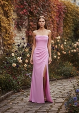 Bridesmaids Dress: Morilee Bridesmaids Collection: 3030040 - Strapless Soft Scoop Draped Chiffon Bridesmaid Dress with Skirt Slit
