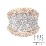 Feri-Mosh-21K-Collection | Exclusive-21k-Collection: The Elegance - FMR3711  FM Elegance is one of the finest examples of the FERI MOSH prestige lines, part of the 2010 CollectionThe Elegance is for those who demand superiority in fine jewellery. EXPERTLY crafted with 21K WHITE and Rose GOLD, this striking FERI MOSH design is expertly constructed through micro setting with white diamonds.This GWT master piece sets a new standard for high class, high design and high fashion that combines precise jewellery making and quality jewellery craftsmanship.FM Elegance is for the few superior and the unique clients that look beyond fine craftsmanship and fine design; they are looking for exclusivity that only FERI MOSH can provide.The fine diamonds SET on all FM designs go through the most intensive sorting process by master gemologist from some of the world's largest diamond dealers to insure they are amongst the best in the world. The stone mastery is completed through MICRO Setting that can only be done by master setters.All Feri Mosh Pieces will include a Customized IGI/FERI MOSH Appraisal. 