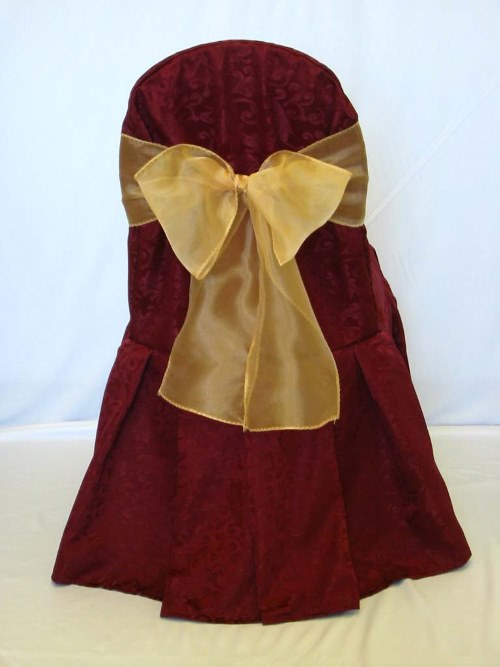 BURGUNDY_KING_BROCADE_CHAIR_COVER_GOLD_ORGANZA_BOW