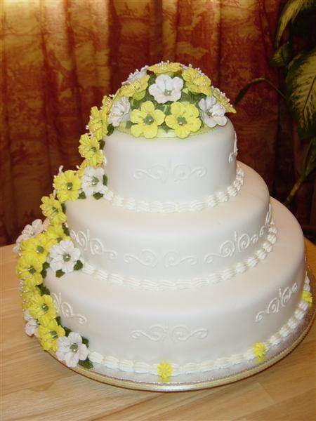 Petunia Waterfall Wedding Cake