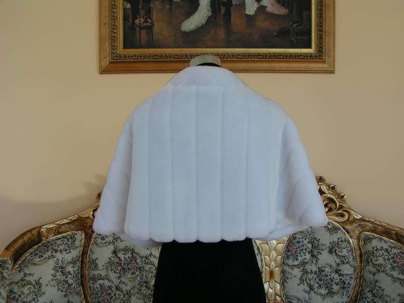 Style 103<BR>Full Fur Cape Wrap with Wide Mandarin Collar