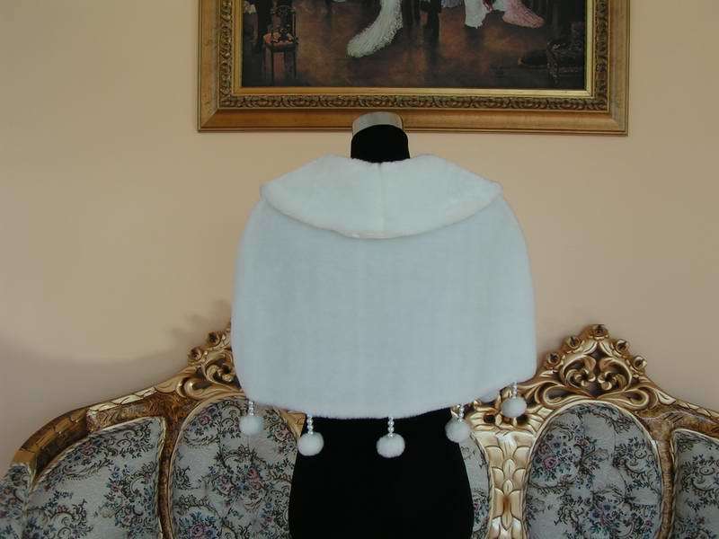 Fur Capelet with Beaded Fur Dangles