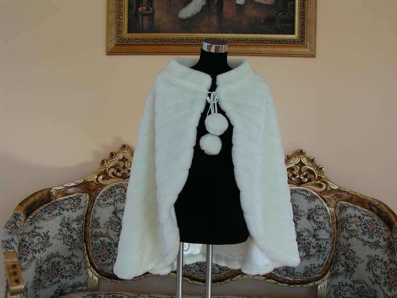 Style 105<BR>Full Fur Cape with Wide Mandarin Collar