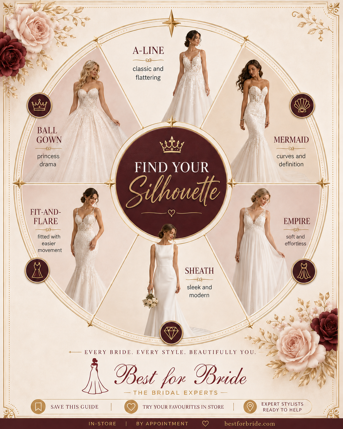 Wedding dress silhouette guide by Best for Bride