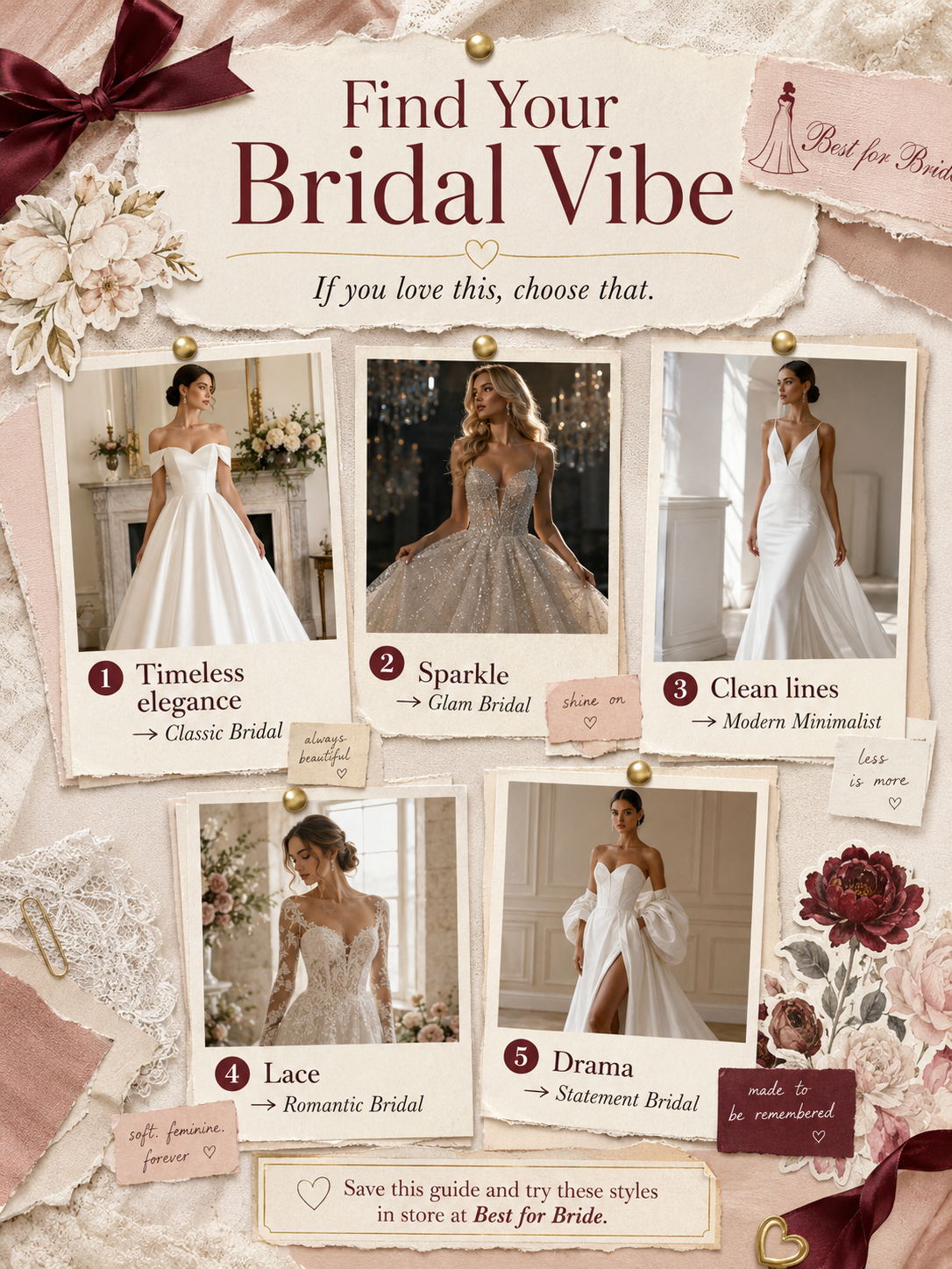 Wedding dress vibe guide by Best for Bride