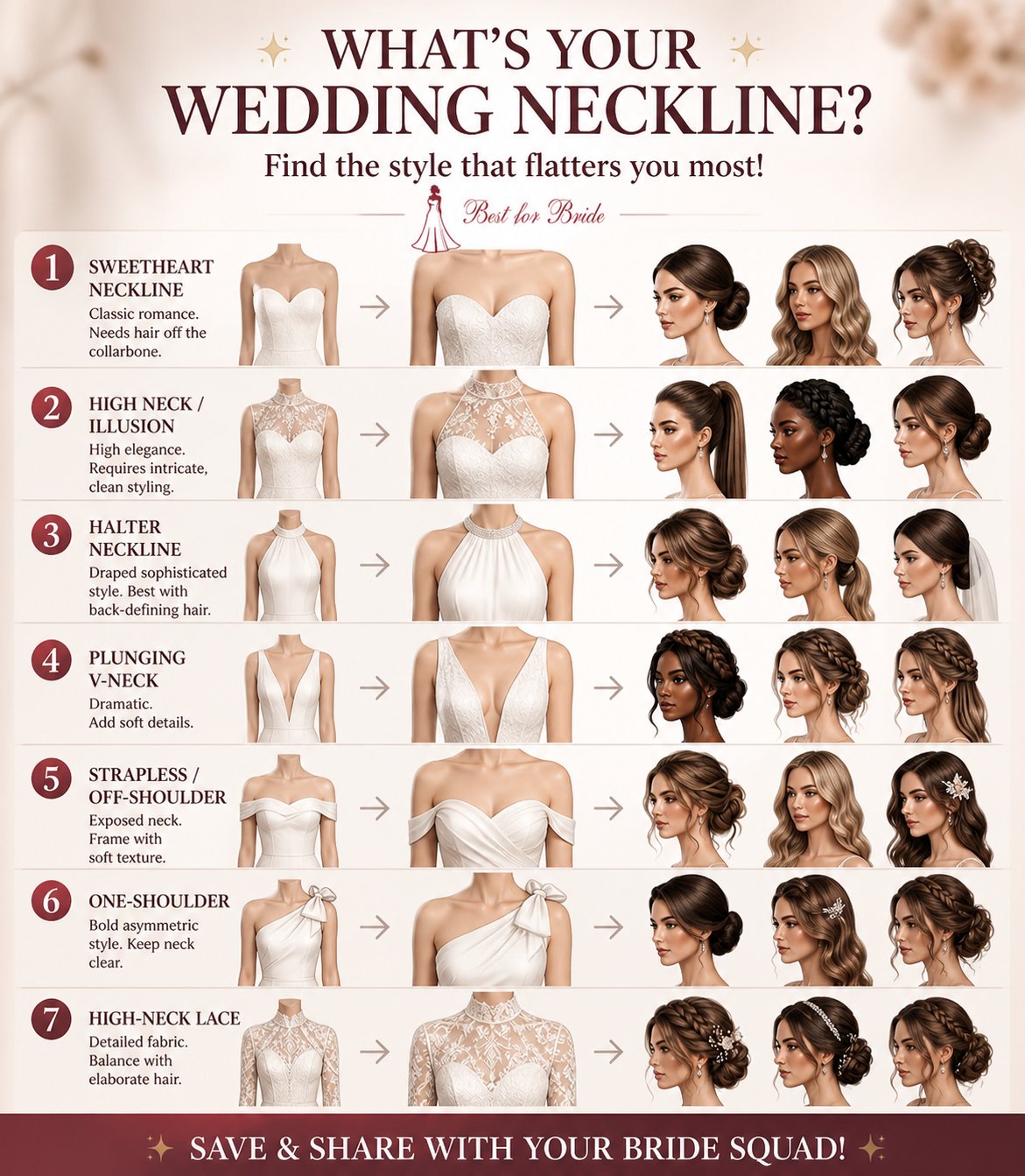 Wedding neckline guide by Best for Bride
